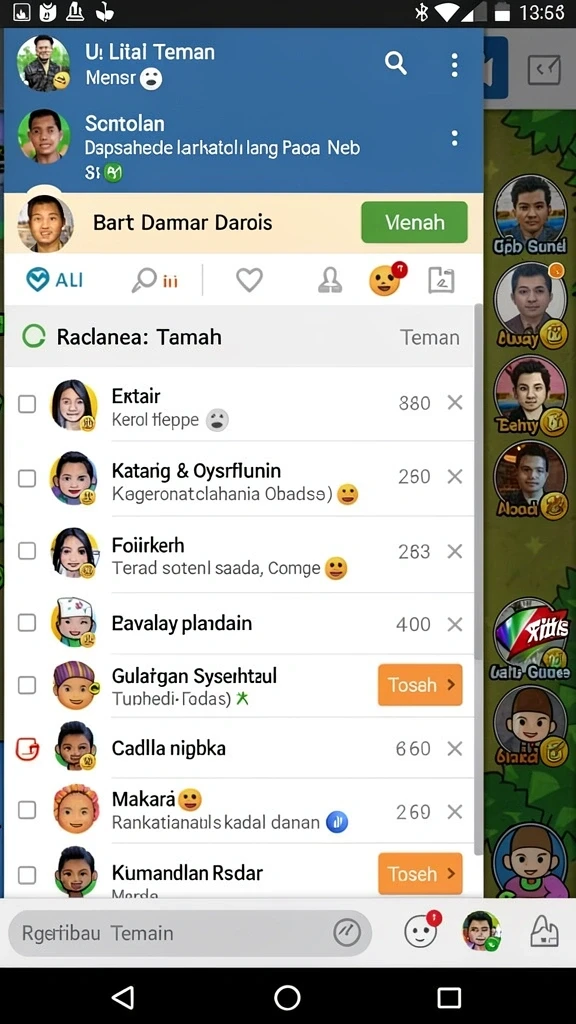 at777 - Screenshot ini memperlihatkan menu karakter yang beragam.